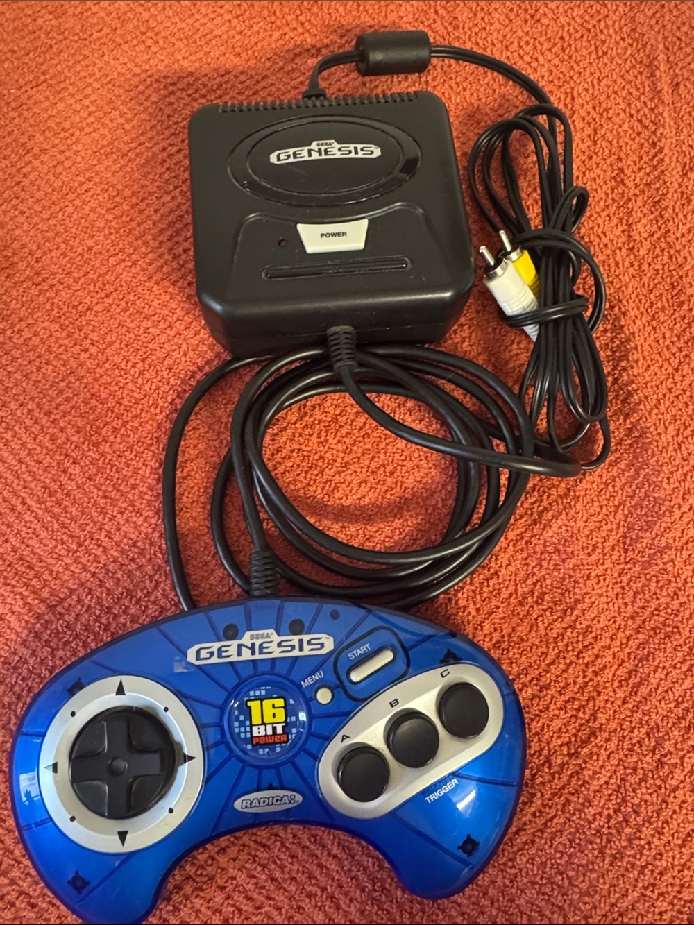 RADICA Sega Genesis Plug & Play Blue Wired Controller—TESTED IT WORKS